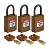 SafeKey Padlocks - Compact, Brown, KA - Keyed Alike, Plastic, 25.40 mm, 3 Piece / Box
